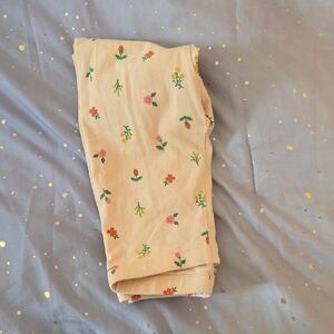 Cat & Jack Floral Print Leggings - Cream and Orange